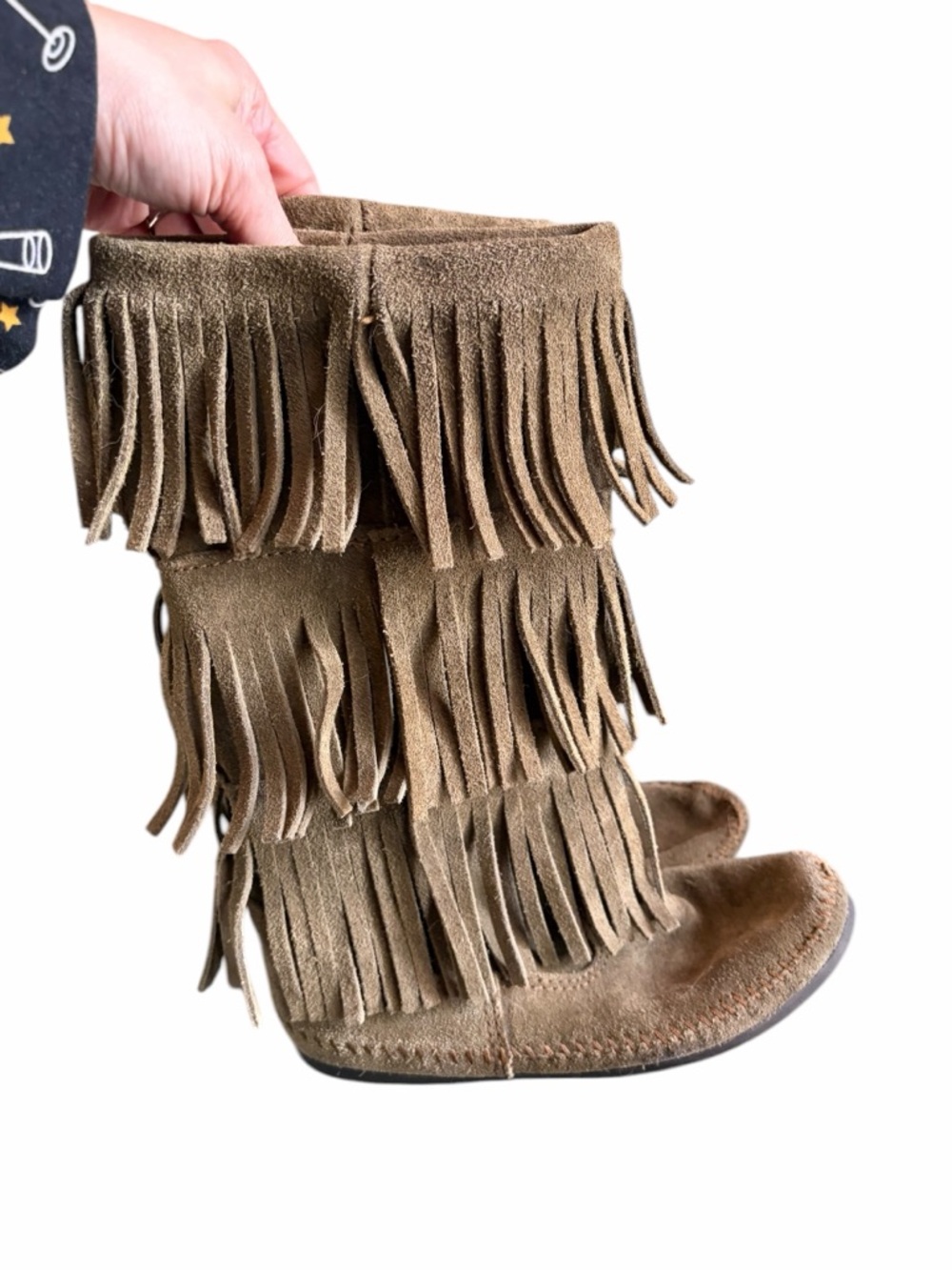 Minnetonka 3 Layer Fringe Moccasin Boots - Picture 2 of 7